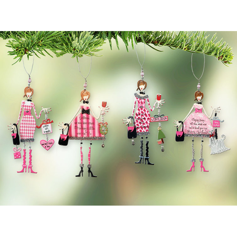 The Holiday Aisle® 4 Piece Christmas Girl Holidayss Hanging Figurine